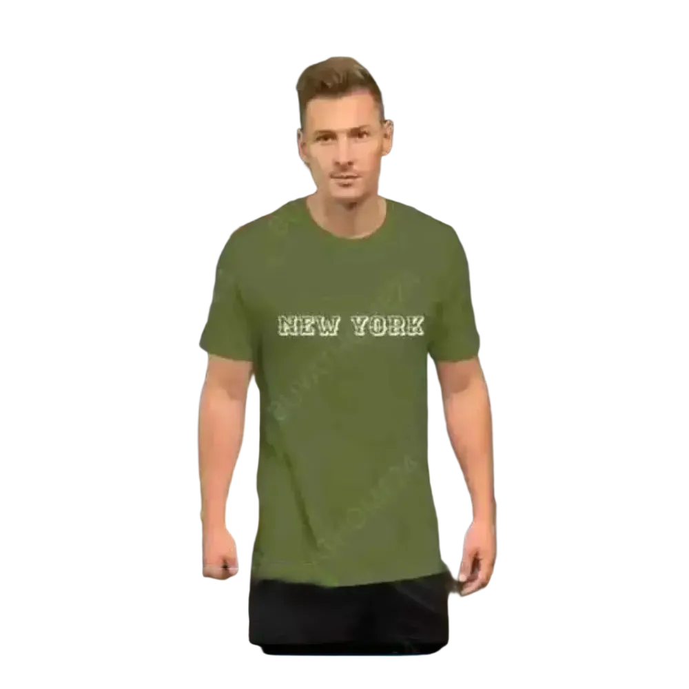 Unisex Baumwoll-T-Shirt mit New York Grafik in Olive, Kurzarm, in den Größen XS bis 5XL, stilvoll und bequem.