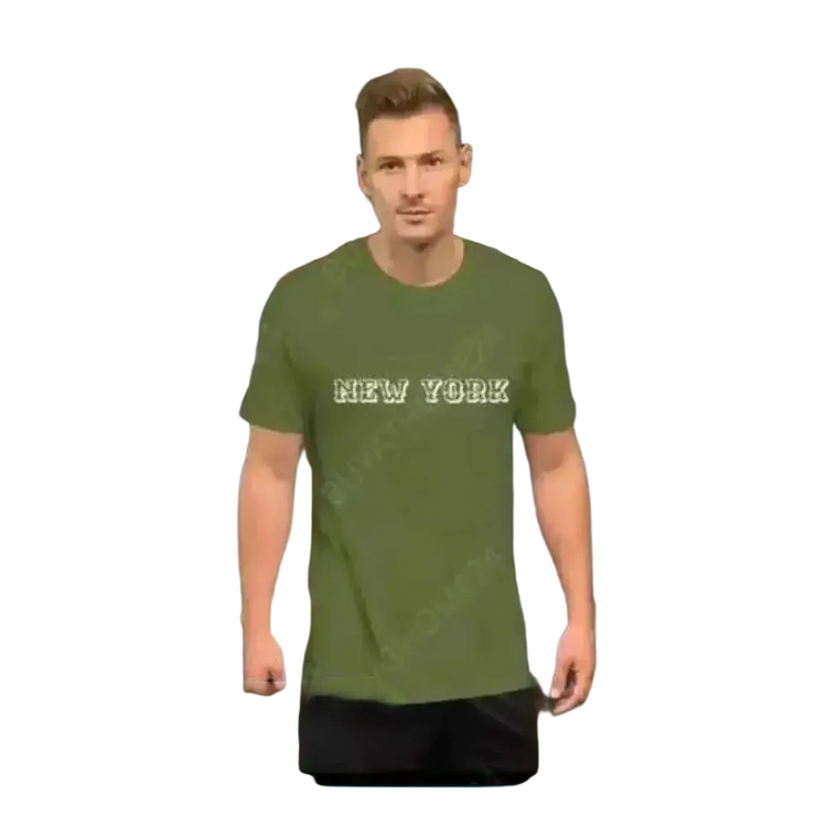 Unisex Baumwoll-T-Shirt mit New York Grafik in Olive, Kurzarm, in den Größen XS bis 5XL, stilvoll und bequem.