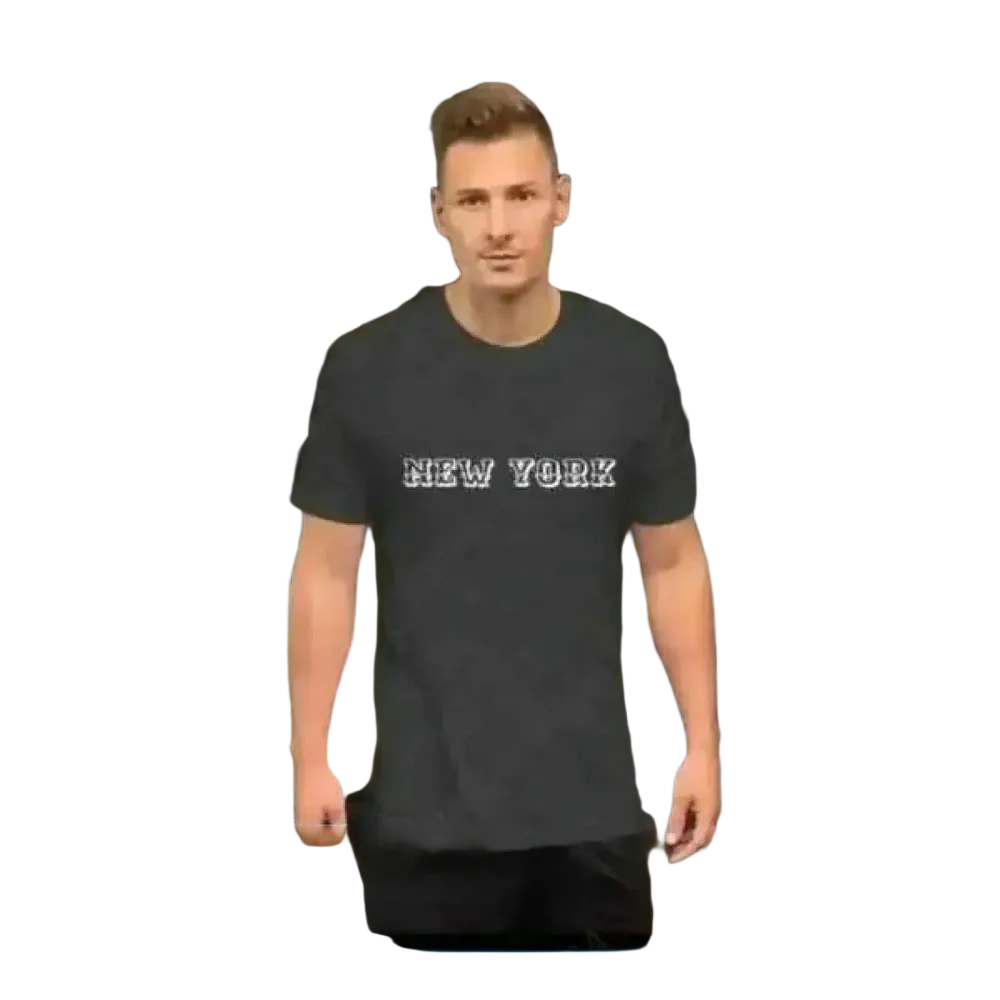 Dunkelgraues New York Rundhalsshirt für Herren aus Baumwolle, unisex Grafik T-Shirt in XS bis 5XL, stilvoll und bequem