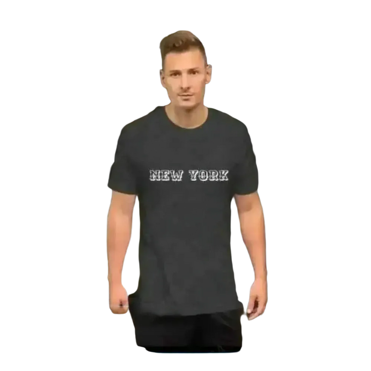 Dunkelgraues New York Rundhalsshirt für Herren aus Baumwolle, unisex Grafik T-Shirt in XS bis 5XL, stilvoll und bequem