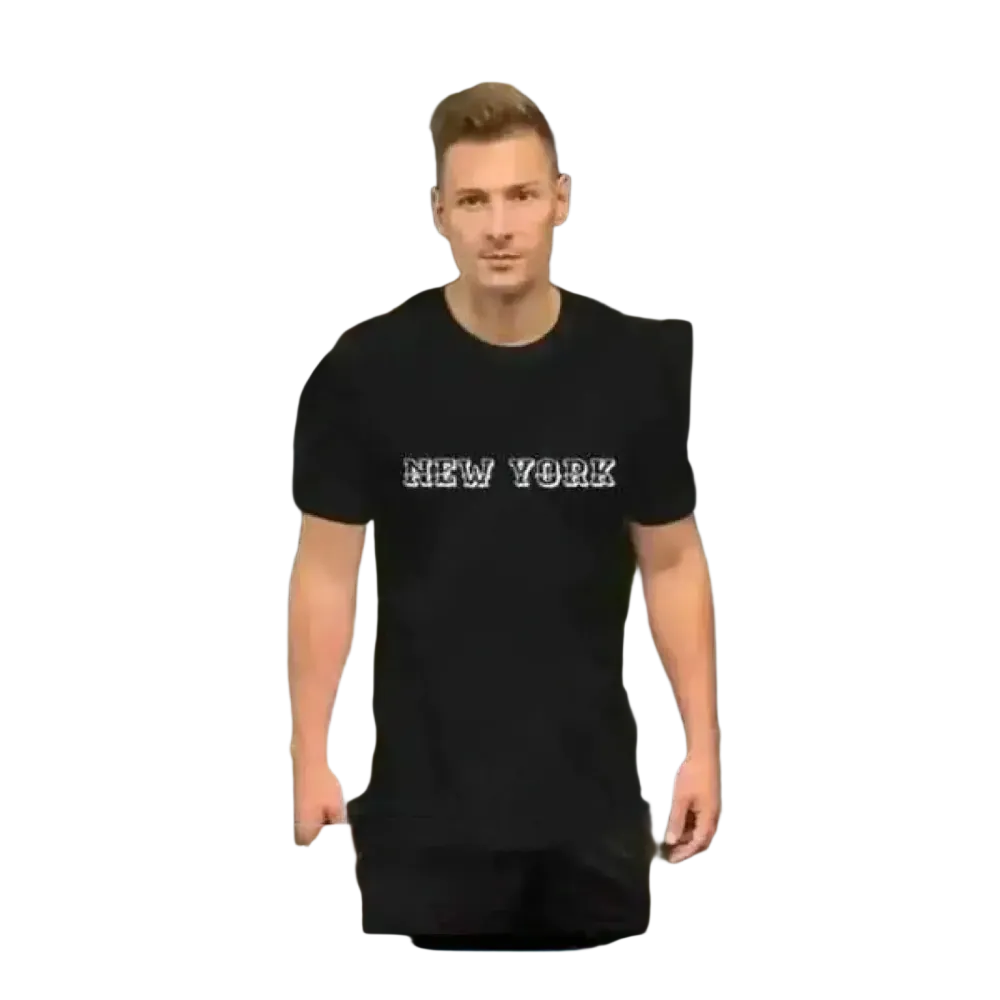 Schwarzes New York Grafik Unisex T-Shirt aus Baumwolle in XS bis 5XL, stilvoller Look, kurzärmelig, von BUYATHOME24
