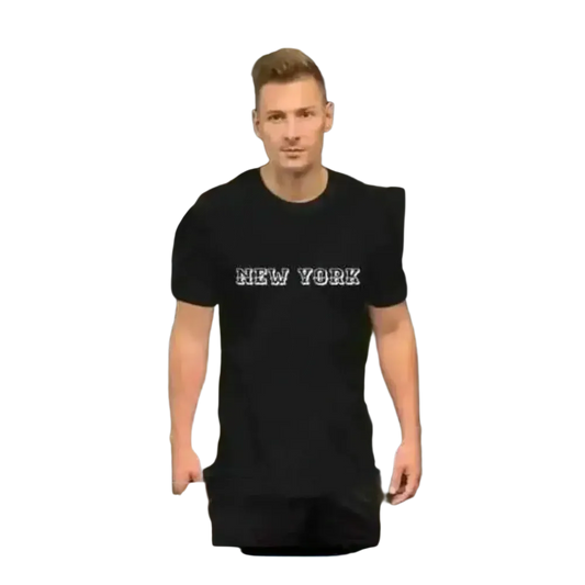 Schwarzes New York Grafik Unisex T-Shirt aus Baumwolle in XS bis 5XL, stilvoller Look, kurzärmelig, von BUYATHOME24