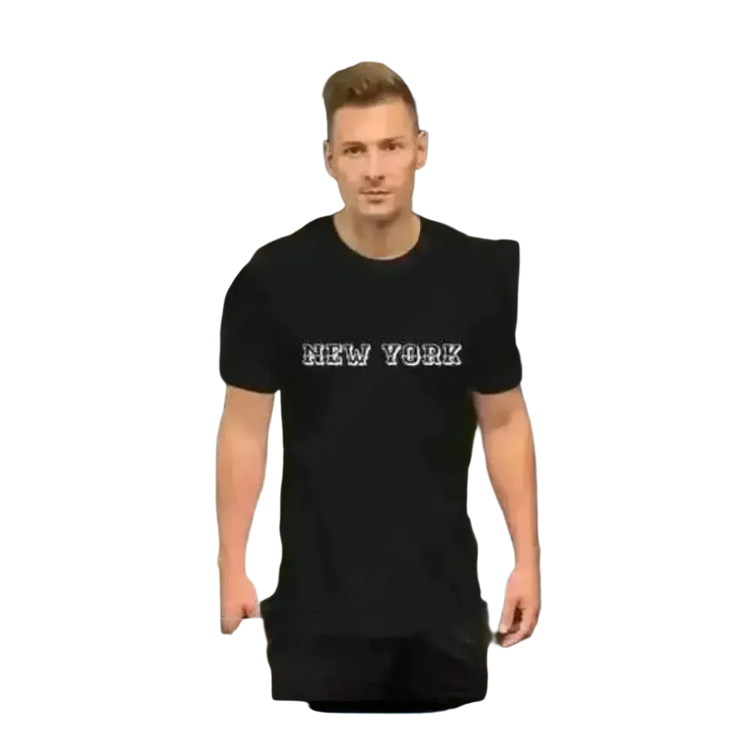 Schwarzes New York Grafik Unisex T-Shirt aus Baumwolle in XS bis 5XL, stilvoller Look, kurzärmelig, von BUYATHOME24