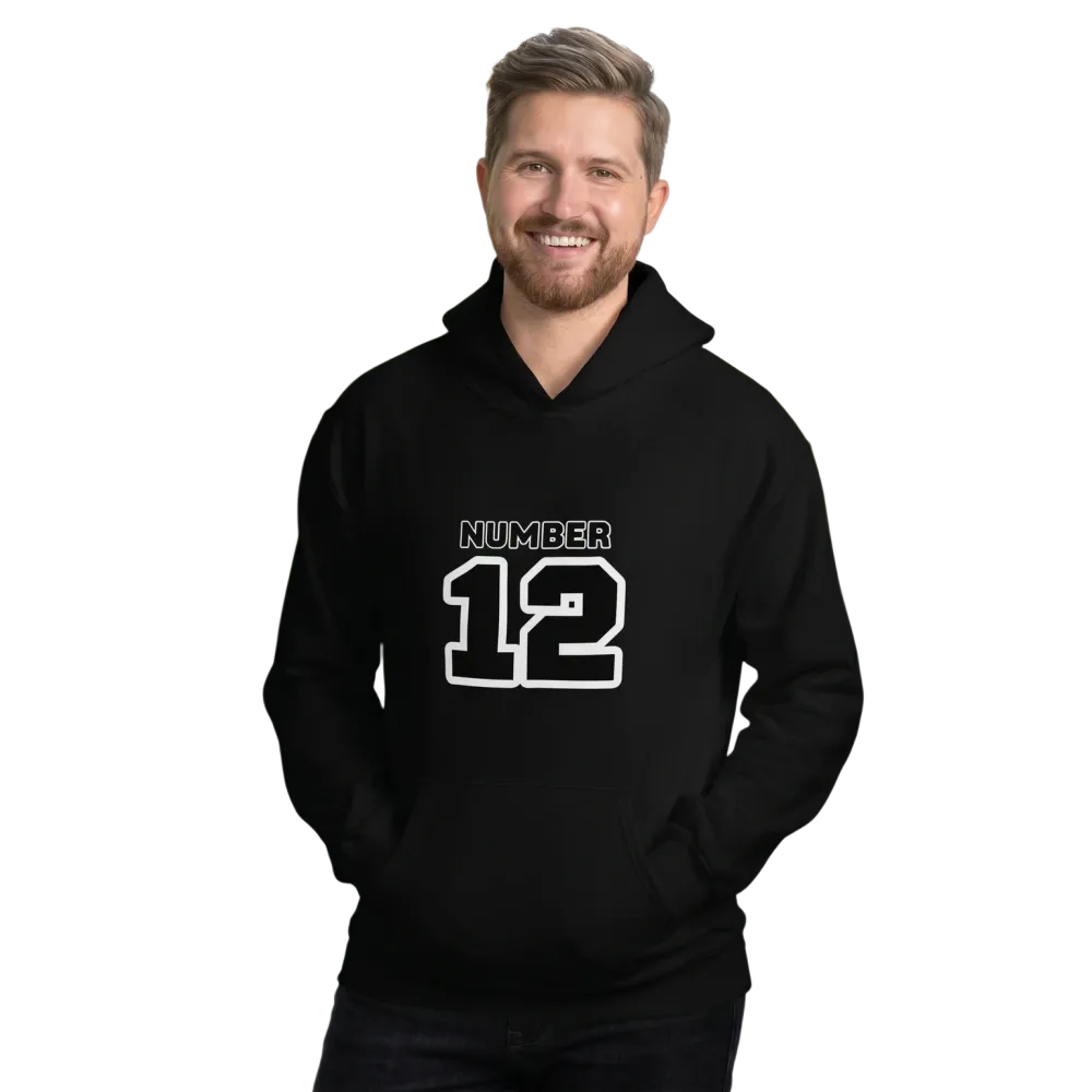 Grafik Unisex Hoodie von BUYATHOME24, Kapuzenpullover mit Nummer 12, für Herren und Damen, in S-5XL.