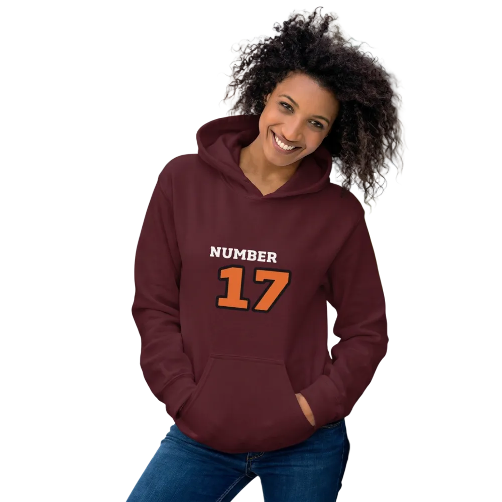 Grafik Damen Hoodie von BUYATHOME24, bedruckbar, Baumwolle, Kapuzenpullover, Damen, in den Größen S bis 5XL, mit Nummer 17 Design