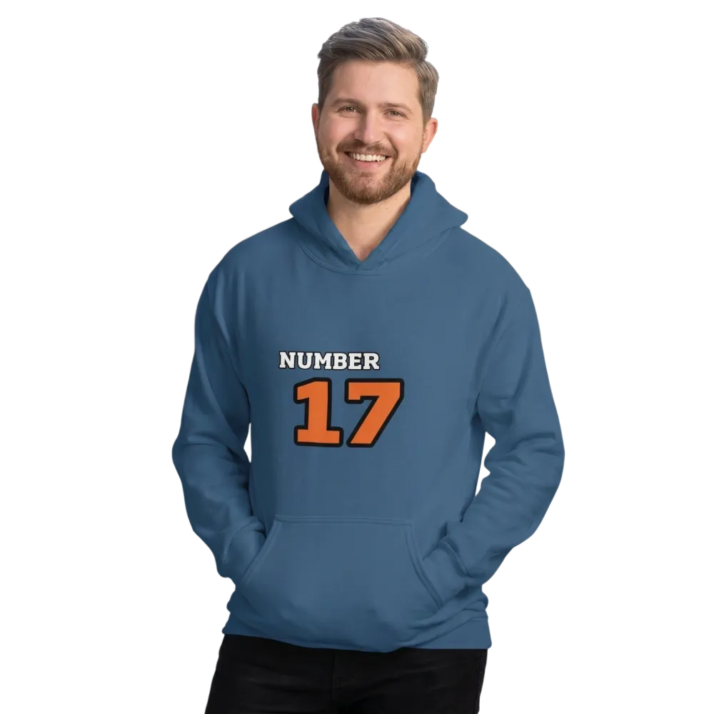 Grafik Unisex Hoodie mit Nummer 17, Baumwolle, bequem, in S-5XL, für Herren und Damen, von BUYATHOME24