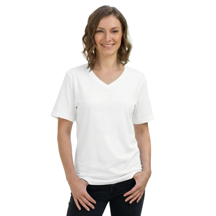 Unisex V-Ausschnitt T-Shirt von BUYATHOME24, bedruckbar, in S-2XL, mit Nummer 17 Grafik, für Herren und Damen.