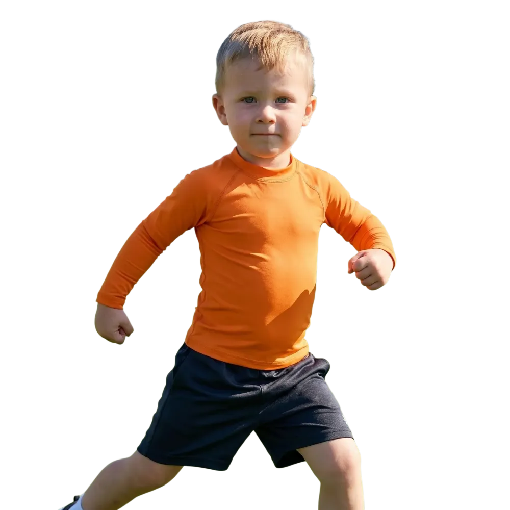 Kinder Langarmshirt von BUYATHOME24 aus Polyester Elasthan, UV-Schutz, bequemes Sportshirt für Kinder 92-128 cm.