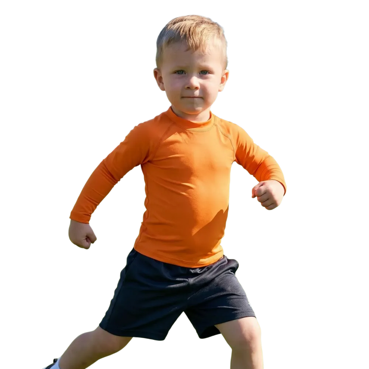 Kinder Langarmshirt von BUYATHOME24 aus Polyester Elasthan, UV-Schutz, bequemes Sportshirt für Kinder 92-128 cm.