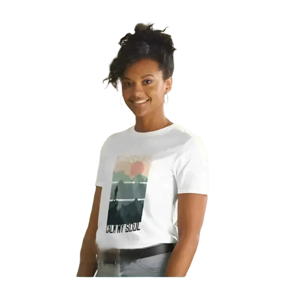 Damen-T-Shirt mit Bergmotiv, Kurzarm, Baumwolle, grafisches Design in S-3XL, bequemes Outdoor-Shirt von BUYATHOME24