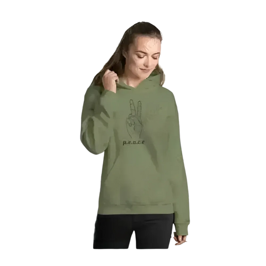 Grafik-Unisex-Hoodie mit Peace-Zeichen, Baumwolle, in Schwarz, für Herren und Damen, Größen S bis 5XL, von BUYATHOME24
