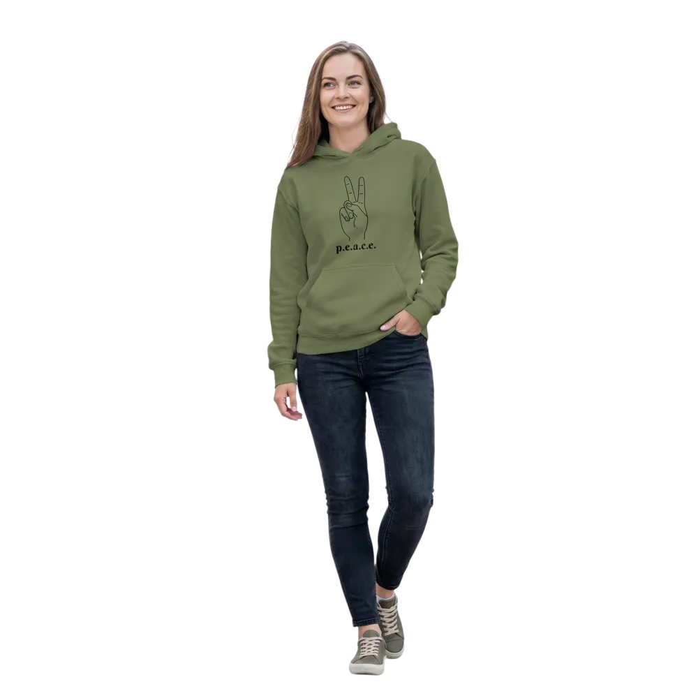 Grauer Unisex Hoodie mit Peace-Zeichen-Grafik, Baumwolle, Kapuzenpullover, in den Größen S bis 5XL.