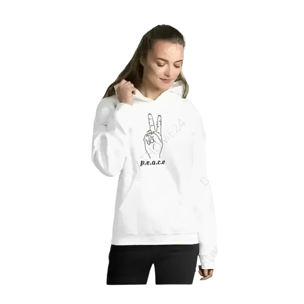 Grafik-Unisex-Hoodie mit Peace-Zeichen, aus 100% Baumwolle, in den Größen S bis 5XL, mit Kapuze, von BUYATHOME24.