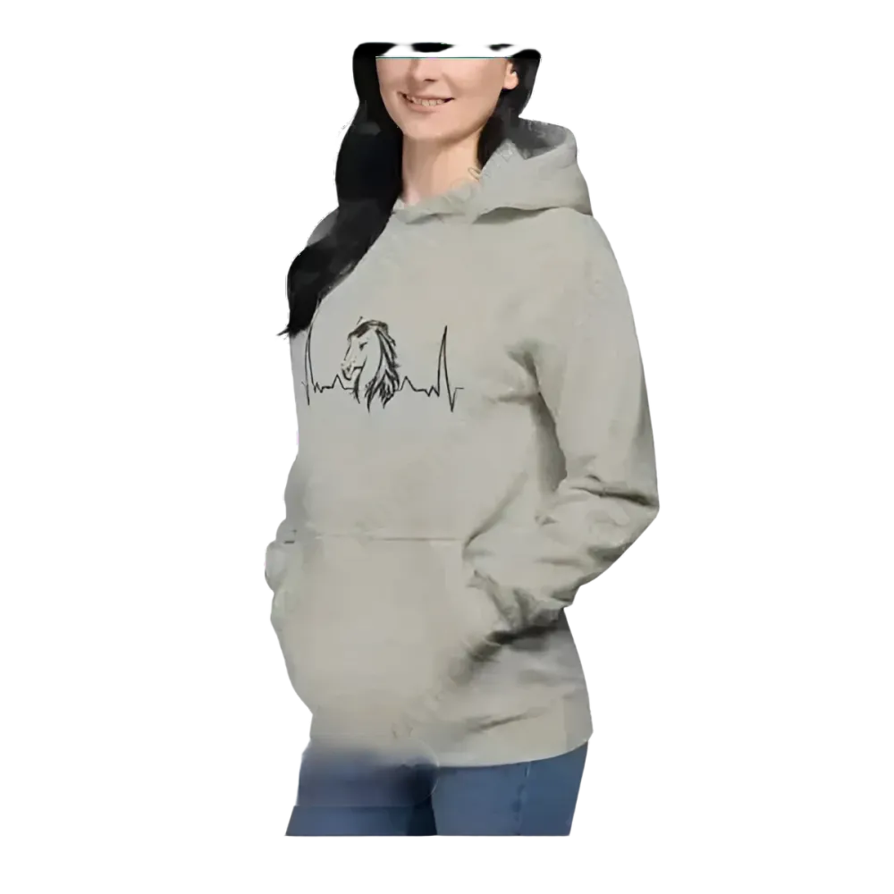 Grafik Damen Hoodie mit Pferd Tierdruck in verschiedenen Größen von S bis 3XL, bequemer Kapuzenpullover von BUYATHOME24