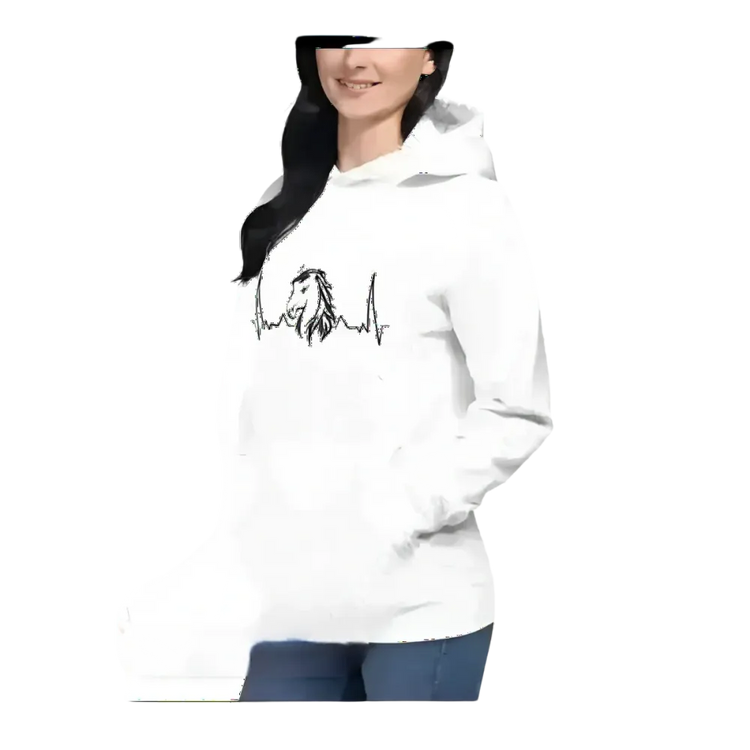Grafik Damen Hoodie mit Pferd Tierdruck in S bis 3XL, bequemer Kapuzenpullover von BUYATHOME24, lässiger Damen-Hoodie