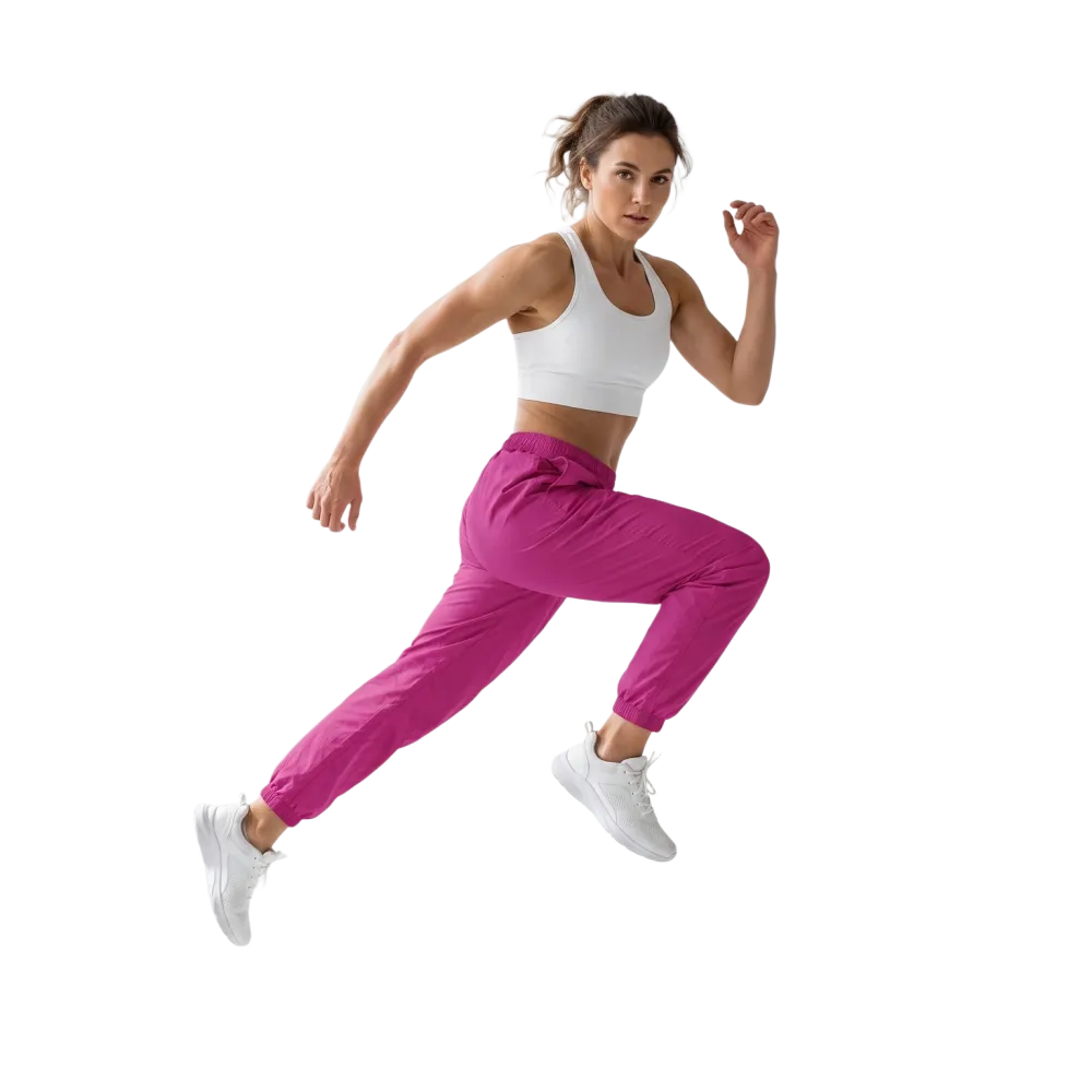 Unisex Trainingshose in Pink, wasserabweisend, bedruckbar, aus Polyester, in XS bis 3XL, bequem und sportlich.