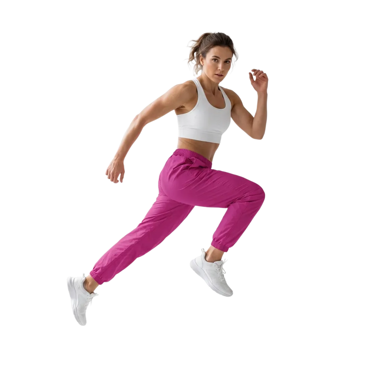 Unisex Trainingshose in Pink, wasserabweisend, bedruckbar, aus Polyester, in XS bis 3XL, bequem und sportlich.