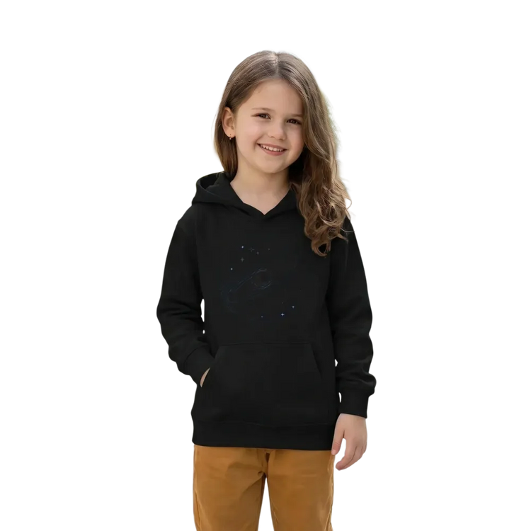 Grauer unisex Kinder-Hoodie mit Grafik, Kapuzenpullover für Jungen und Mädchen, 4-12 Jahre, von BUYATHOME24