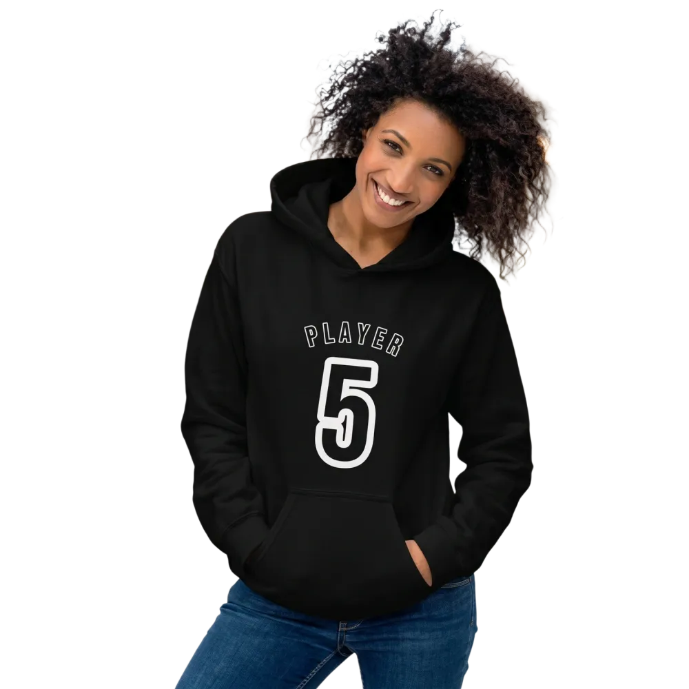 Grauer Damen Hoodie mit Player 5 Grafik, Baumwolle, bedruckbar, in S-5XL, bequemer Kapuzenpullover von BUYATHOME24