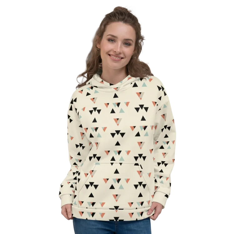 Damen- und Unisex-Hoodie mit Allover-Print aus Polyester, XS bis 3XL, bequem und modisch, mit Kapuze.