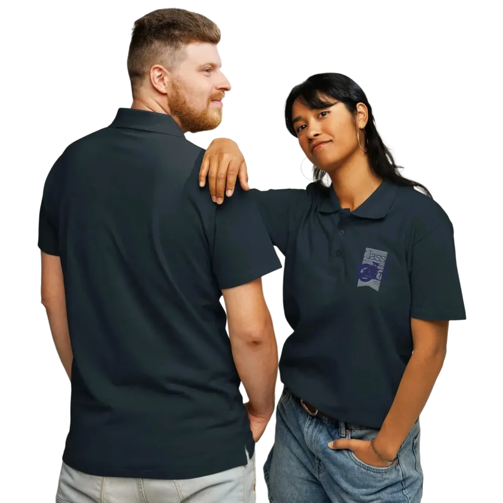 Unisex Poloshirt aus Polyester, navyblau, mit Stickerei, klassisch, bequem, für Freizeit, in den Größen S bis 5XL.
