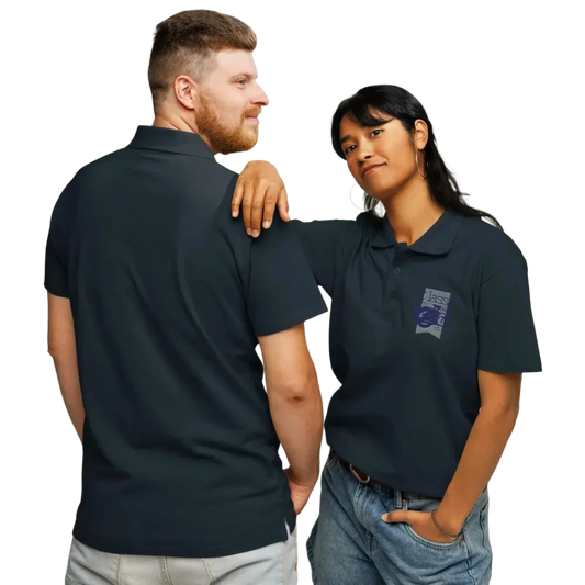 Unisex Poloshirt aus Polyester, navyblau, mit Stickerei, klassisch, bequem, für Freizeit, in den Größen S bis 5XL.