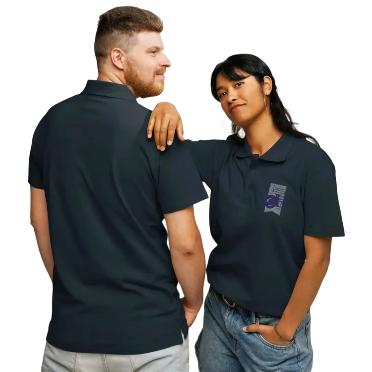 Unisex Poloshirt aus Polyester, navyblau, mit Stickerei, klassisch, bequem, für Freizeit, in den Größen S bis 5XL.