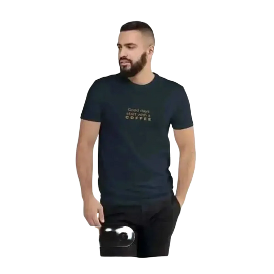 Graues unisex Baumwoll-T-Shirt mit Rundhalsausschnitt und grafischem Design, erhältlich in XS bis 3XL.