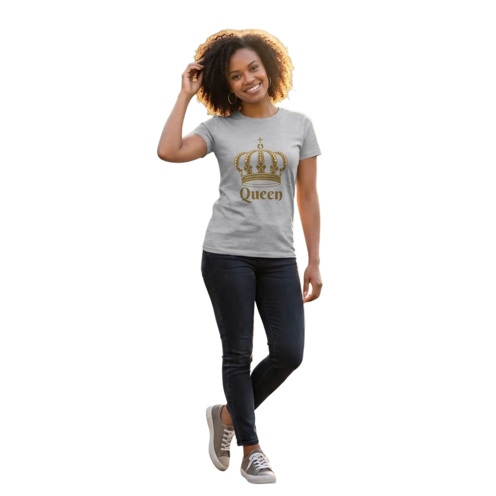 Grafik Damen T-Shirt von BUYATHOME24, kurzärmelig, Rundhals, Baumwolle, für Damen in S bis 3XL, moderne Grafik auf der Vorderseite