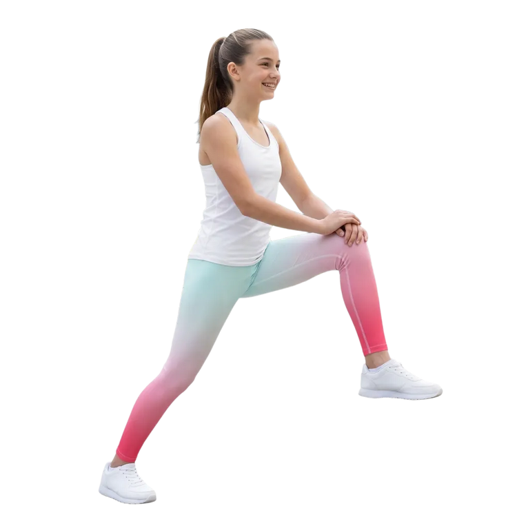 Rosa Kinder Unisex Sport-Leggings mit UV-Schutz, personalisierbar, für Kinder in 134-170 cm, von BUYATHOME24