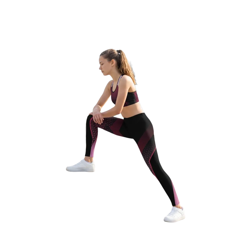 Unisex Kinder-Sporthose in Rosa und Schwarz mit UV-Schutz, Leggings für Kinder 134-170 cm, bequem und sportlich.