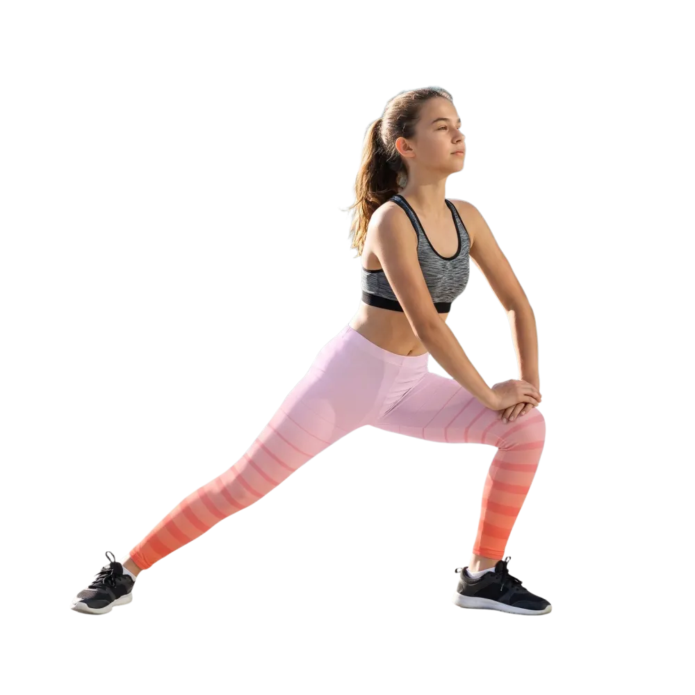 Rosa gestreifte Kinder-Sport-Leggings für Jungen und Mädchen, UV-Schutz, Größe 134-170 cm, von BUYATHOME24.