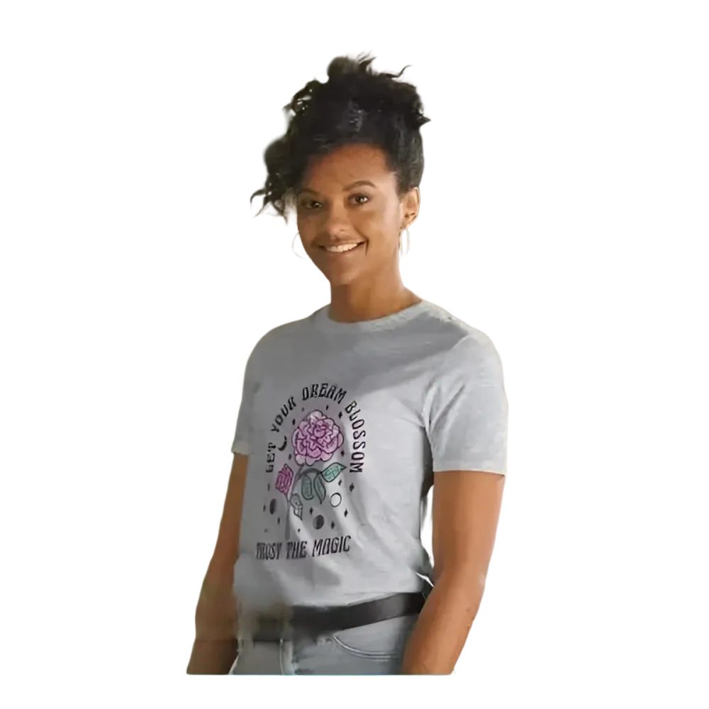 Damen Kurzarm T-Shirt mit Rose-Grafik, Baumwolle, bedruckbar, in S-3XL, von BUYATHOME24, modisches Rundhals-Shirt
