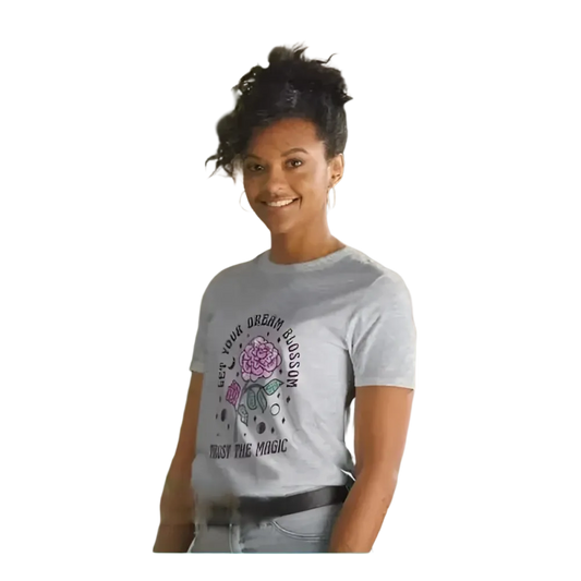 Damen Kurzarm T-Shirt mit Rose-Grafik, Baumwolle, bedruckbar, in S-3XL, von BUYATHOME24, modisches Rundhals-Shirt
