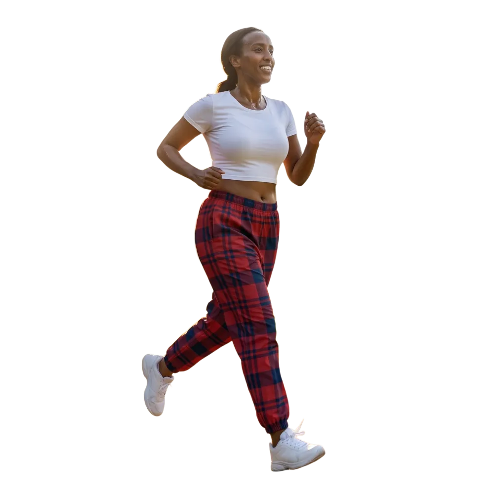 Rot karierte Unisex-Trainingshose mit wasserabweisendem Material, XS-3XL, bequeme Sporthose für Damen und Herren