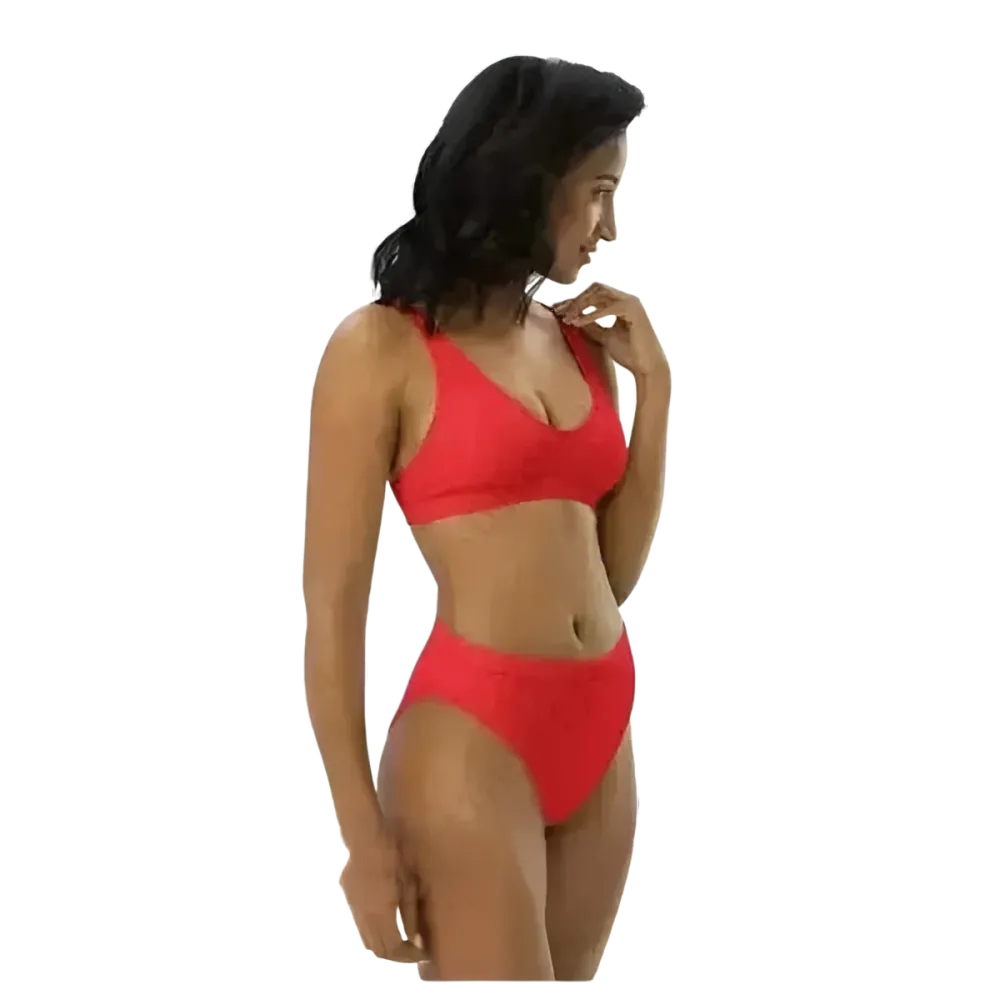 Roter Damen Bikini von BUYATHOME24, zweilagig, in den Größen XS bis 3XL, mit personalisiertem Design, Badebekleidung für Damen