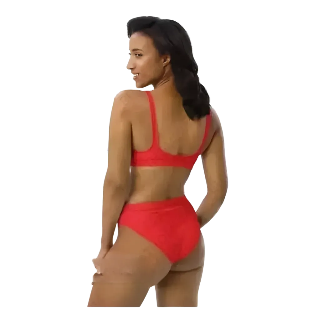 Roter Damen Bikini von BUYATHOME24, zweilagig, in Größen XS bis 3XL, mit personalisierbarem Design, Badebekleidung für Damen