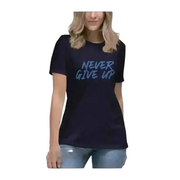 Damen Baumwoll-Rundhalsshirt mit Grafik, Kurzarm, in Navy, für Damen Größen S bis 3XL, stilbewusste Frauen, BUYATHOME24