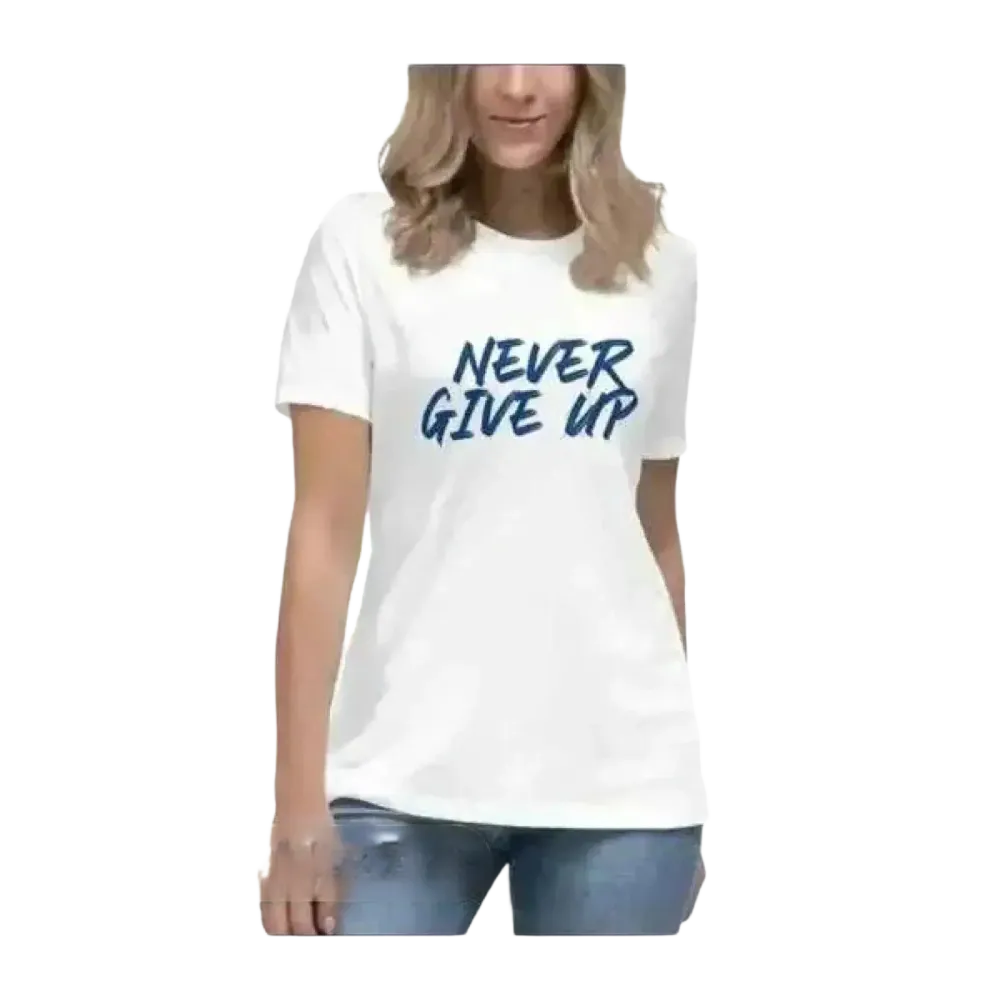 Weißes Baumwoll-Grafik Damen T-Shirt von BUYATHOME24, kurzärmelig, Rundhals, in S bis 3XL, für stilbewusste Frauen.