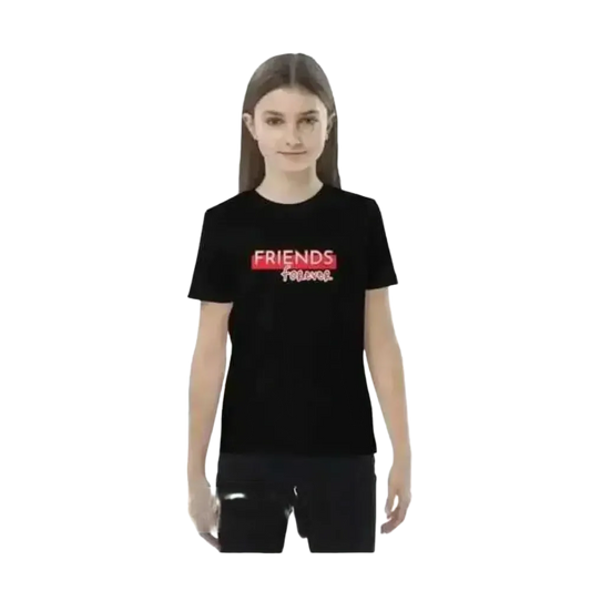 Kinder Rundhalsshirt von BUYATHOME24, schwarzes Baumwoll-Grafik-T-Shirt für Mädchen und Jungen, Größe 3-14 Jahre