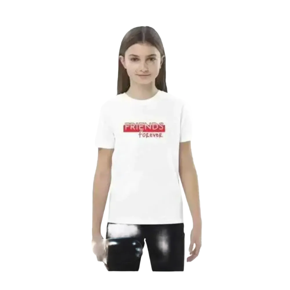 Weißes Kinder-Rundhalsshirt mit Grafik, Unisex, aus Baumwolle, für Mädchen und Jungen, Größen 3-14 Jahre