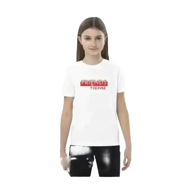 Weißes Kinder-Rundhalsshirt mit Grafik, Unisex, aus Baumwolle, für Mädchen und Jungen, Größen 3-14 Jahre