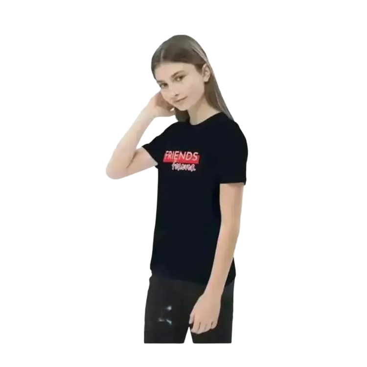 Mädchen-Rundhalsshirt aus Baumwolle mit grau-weißer Grafik, Unisex-Design für Kinder 3-14 Jahre, von BUYATHOME24.