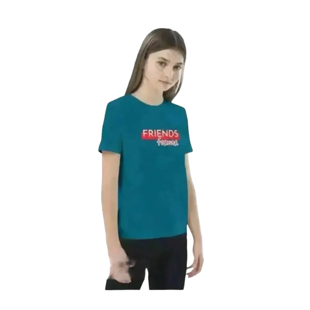 Kinder Rundhalsshirt mit buntem Grafikprint, Baumwolle, Unisex T-Shirt für Mädchen und Jungen, 3-14 Jahre