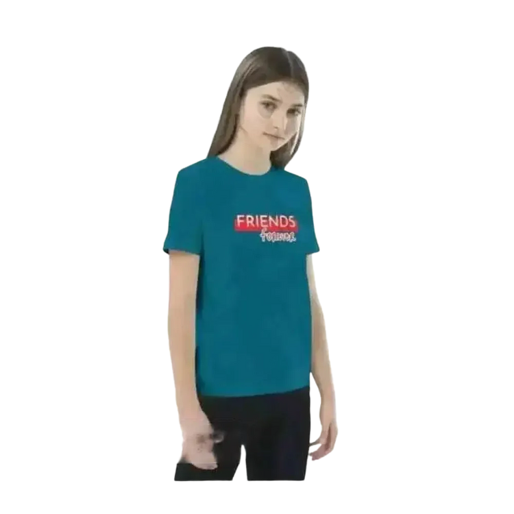 Kinder Rundhalsshirt mit buntem Grafikprint, Baumwolle, Unisex T-Shirt für Mädchen und Jungen, 3-14 Jahre