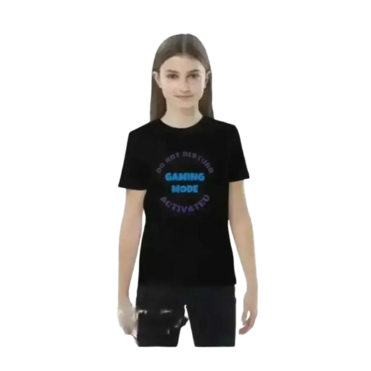 Schwarzes Kinder-Rundhalsshirt mit bunter Grafik für Jungen und Mädchen, Baumwolle, für 3-14 Jahre, von BUYATHOME24