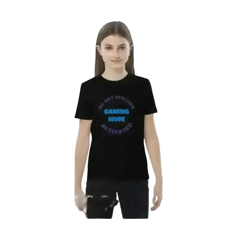 Schwarzes Kinder-Rundhalsshirt mit bunter Grafik für Jungen und Mädchen, Baumwolle, für 3-14 Jahre, von BUYATHOME24