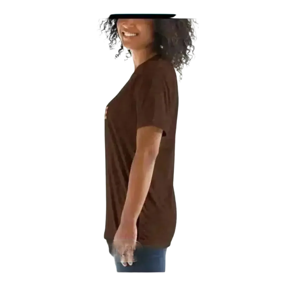 Damen Kurzarm T-Shirt mit Grafik, in verschiedenen Größen, aus weichem Material, stilvoll und bequem für modebewusste Frauen.
