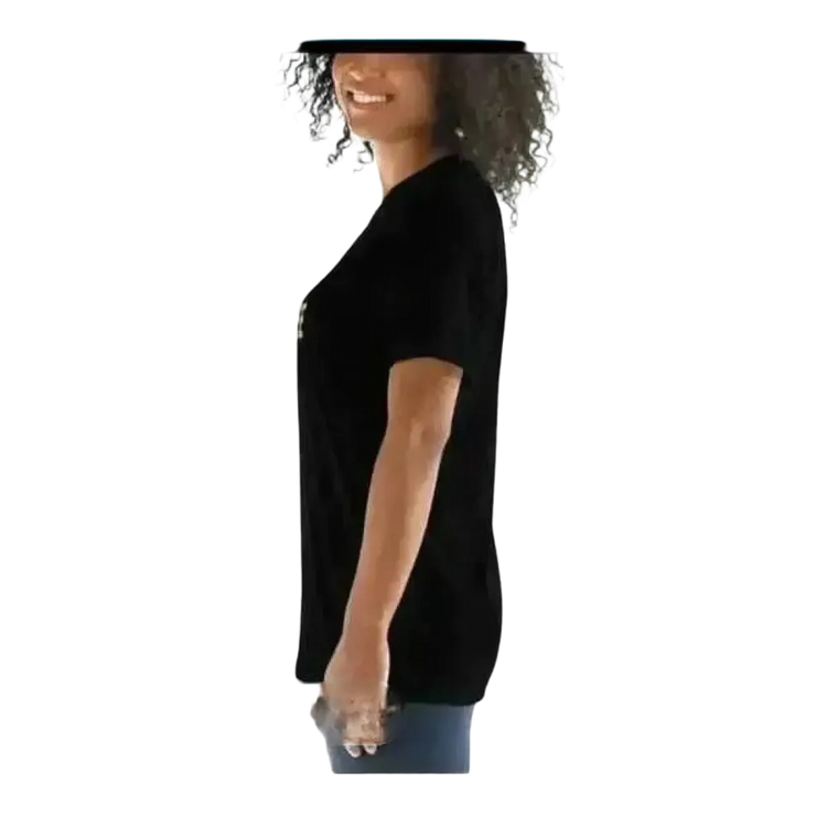 Damen Rundhalsshirt mit grafischem Druck in verschiedenen Größen, kurzärmelig, stilvoll und bequem für Frauen.