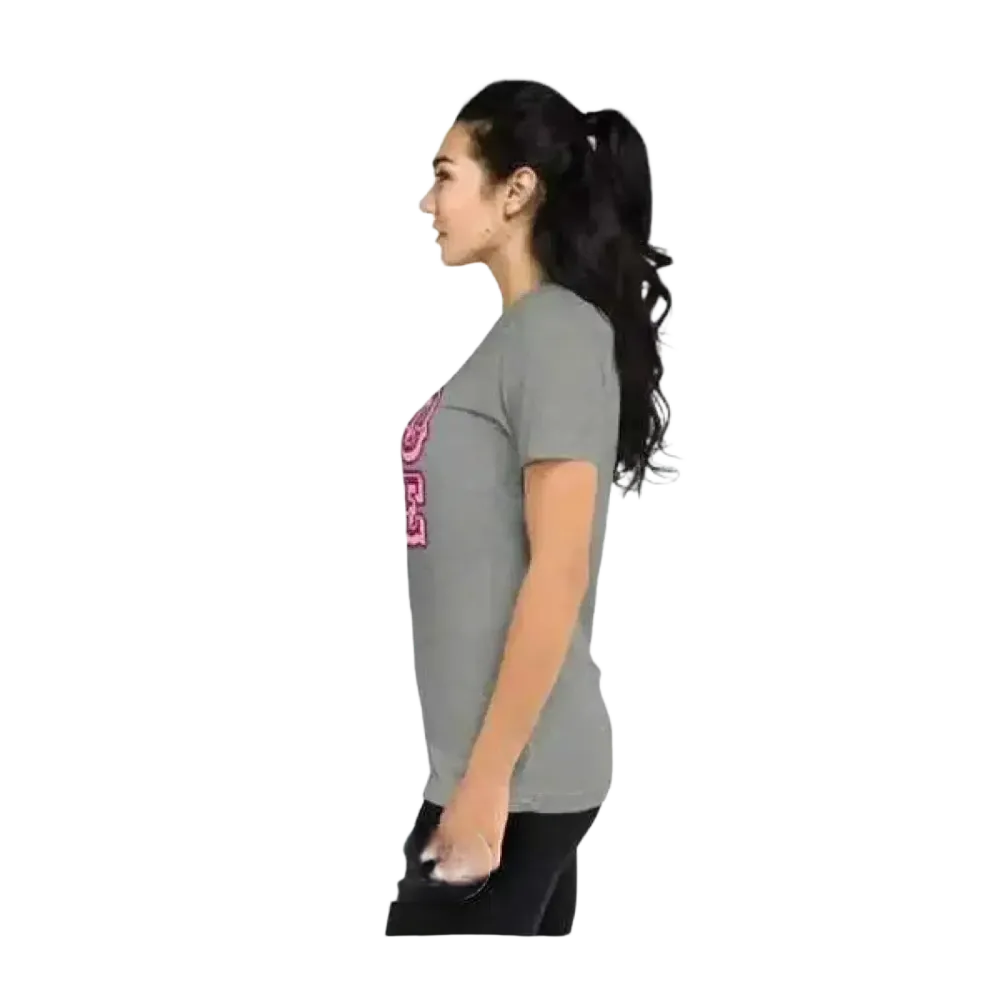 Graues Damen-Grafik-T-Shirt aus Polyester, Kurzarm, Rundhals, in XS bis 4XL, mit modernem Design von BUYATHOME24.